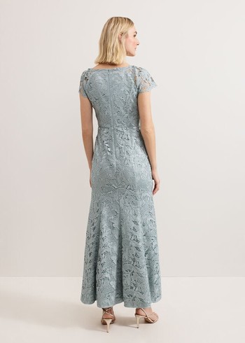 Phase Eight Phia Tux Lace Dress Blue USA | 4538629-FY